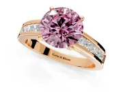 Solitaire Engagement Ring Setting for Fancy Pink Round Cut Center with Princess Cut Channel Band and Prong Head in Rose Gold