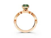 Solitaire Engagement Ring Setting for Fancy Green Cushion Cut Center with Milgrain Bezel Accents and Prong Head in Rose Gold