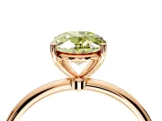 Solitaire Engagement Ring Setting for Fancy Yellow Oval Center with Straight Thin Band and Prong Head in Rose Gold