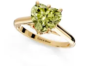 Solitaire Engagement Ring Setting for Fancy Yellow Heart-Shaped Center with Cathedral Band and Prong Head in Yellow Gold