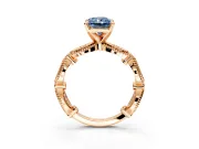 Solitaire Engagement Ring Setting for Fancy Blue Radiant Cut Center with Marquise Panel Band and Prong Head in Rose Gold
