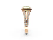 Halo Engagement Ring Setting for Fancy Yellow Princess Cut Center with Narrow Pave Split Shank and Prong Head in Rose Gold
