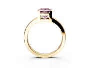 Solitaire Engagement Ring Setting for Fancy Pink Princess Cut Center with Plain Band and Flat Tab Prong Head in Yellow Gold