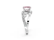 Solitaire Engagement Ring Setting for Fancy Pink Radiant Cut Center with Pave Bypass Twist Band and Prong Head in Platinum
