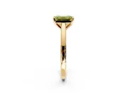 Solitaire Engagement Ring Setting for Fancy Yellow Emerald Cut Center with Flat-Sided Plain Band and Prong Head in Yellow Gold