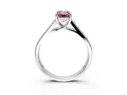 Solitaire Engagement Ring Setting for Fancy Pink Emerald Cut Center with Round Cut Channel Band and Prong Head in White Gold