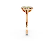 Single Halo Engagement Ring Setting for Fancy Yellow Cushion Cut Center with Corner Claws, Plain Band and Prong Head in Rose Gold
