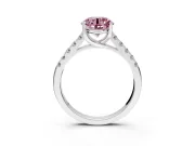 Solitaire Engagement Ring Setting for Fancy Pink Round Cut Center with Partway Pave Band and Prong Head in Platinum