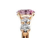 5 Stone Engagement Ring Setting for Fancy Pink Oval Center with Graduated Accents and Prong Head in Rose Gold