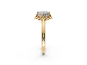 Floral Frame Engagement Ring Setting for Princess Cut Center with Accent Clusters and Prong Head in Yellow Gold