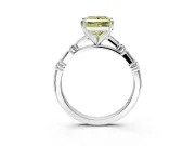 Baguette Engagement Ring Setting for Fancy Yellow Princess Cut Center with Alternating Bar-Set Band and Prong Head in Sterling Silver