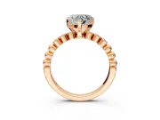 Solitaire Engagement Ring Setting for Heart-Shaped Center with Bezel-Dot Beaded Band and Prong Head in Rose Gold