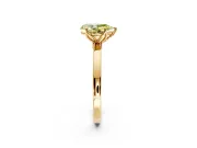 Solitaire Engagement Ring Setting for Fancy Yellow Pear-Shaped Center with Thin Rounded Plain Band and Prong Head in Yellow Gold