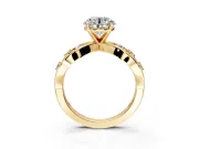 Solitaire Engagement Ring Setting for Round Cut Center with Criss-Cross Accent Band and Prong Head in Yellow Gold