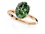 Hidden Halo Engagement Ring Setting for Fancy Green Oval Center with Thin Round-Wire Band and Prong Head in Rose Gold