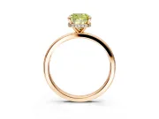 Hidden Halo Engagement Ring Setting for Fancy Yellow Cushion Cut Center with Plain Band and Tall Prong Head in Rose Gold