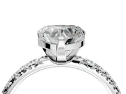 Solitaire Engagement Ring Setting for Heart-Shaped Center with Large Accents and Prong Head in Sterling Silver