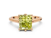 Solitaire Engagement Ring Setting for Fancy Yellow Radiant Cut Center with Cathedral Band and Prong Head in Rose Gold