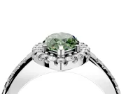 Pave Halo Engagement Ring Setting for Fancy Green Marquise Center with Single Row Pave Band and Prong Head in Sterling Silver