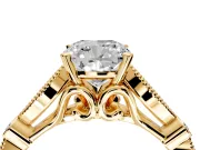 Solitaire Engagement Ring Setting for Cushion Cut Center with Marquise and Bezel Accents and Prong Head in Yellow Gold