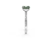 Solitaire Engagement Ring Setting for Fancy Green Asscher Cut Center with Fine Pave Band and Prong Head in Platinum