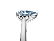Solitaire Engagement Ring Setting for Fancy Blue Pear-Shaped Center with Narrow Cathedral Band and Prong Head in Sterling Silver