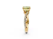 Solitaire Engagement Ring Setting for Fancy Yellow Princess Cut Center with Half-Pave Crossover Band and Prong Head in Yellow Gold