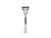 3 Stone Engagement Ring Setting for Fancy Pink Emerald Cut Center with Large Pear-Shaped Accents and Prong Head in Platinum
