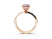 Open Basket Engagement Ring Setting for Fancy Pink Princess Cut Center with Pave Band and Prong Head in Rose Gold