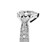 Solitaire Engagement Ring Setting for Pear-Shaped Center with Multi-Row Accents and Prong Head in Sterling Silver