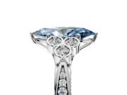 Cluster Engagement Ring Setting for Fancy Blue Marquise Center with Bezel Accent Clusters and Prong Head in Platinum