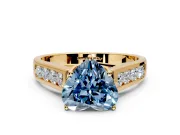 Solitaire Engagement Ring Setting for Fancy Blue Heart-Shaped Center with Cathedral Channel Band and Prong Head in Yellow Gold