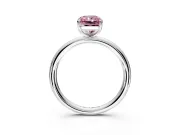 Low-Set Solitaire Engagement Ring Setting for Fancy Pink Radiant Cut Center with Thin Plain Band and Prong Head in White Gold
