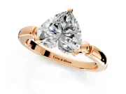 Solitaire Engagement Ring Setting for Heart-Shaped Center with Beaded Shoulders and Prong Head in Rose Gold