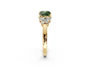 Solitaire Engagement Ring Setting for Fancy Green Cushion Cut Center with Marquise Flower Shoulders and Prong Head in Yellow Gold