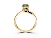Solitaire Engagement Ring Setting for Fancy Green Cushion Cut Center with Raised Channel Band and Prong Head in Yellow Gold