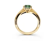 Solitaire Engagement Ring Setting for Fancy Green Cushion Cut Center with Reverse Tapered Band and Prong Head in Yellow Gold