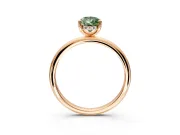 Hidden Halo Engagement Ring Setting for Fancy Green Pear-Shaped Center with Thin Round-Wire Band and Prong Head in Rose Gold