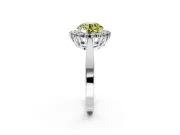 Starburst Halo Engagement Ring Setting for Fancy Yellow Round Cut Center with Flat Cathedral Band and Prong Head in White Gold