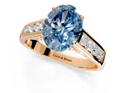 Solitaire Engagement Ring Setting for Fancy Blue Oval Center with Cathedral Channel Band and Prong Head in Rose Gold