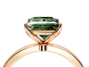 Solitaire Engagement Ring Setting for Fancy Green Princess Cut Center with Thin Rounded Plain Band and Prong Head in Rose Gold