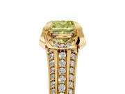 Solitaire Engagement Ring Setting for Fancy Yellow Cushion Cut Center with Accented Split Shank and Prong Head in Yellow Gold