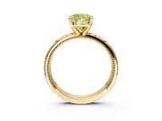 Solitaire Engagement Ring Setting for Fancy Yellow Cushion Cut Center with Scrollwork Band and Prong Head in Yellow Gold