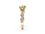 Solitaire Engagement Ring Setting for Fancy Yellow Heart-Shaped Center with Bar-Station Pave Twist and Prong Head in Yellow Gold