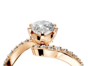 Solitaire Engagement Ring Setting for Marquise Center with Pave Bypass Swirl Band and Prong Head in Rose Gold