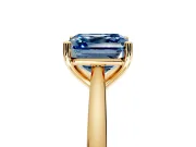 Solitaire Engagement Ring Setting for Fancy Blue Asscher Cut Center with Narrow Cathedral Band and Prong Head in Yellow Gold