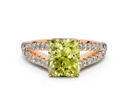 Solitaire Engagement Ring Setting for Fancy Yellow Radiant Cut Center with Pave Split Shank and Prong Head in Rose Gold