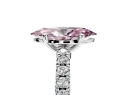 Solitaire Engagement Ring Setting for Fancy Pink Marquise Center with Single Row Accent Band and Prong Head in Platinum