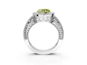 Milgrain Halo Engagement Ring Setting for Fancy Yellow Heart-Shaped Center with Pave Band and Prong Head in Platinum
