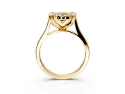 Single Halo Engagement Ring Setting for Fancy Yellow Oval Center with Corner Claws, Plain Band and Prong Head in Yellow Gold